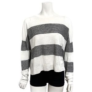 VINCE Striped  Linen Top